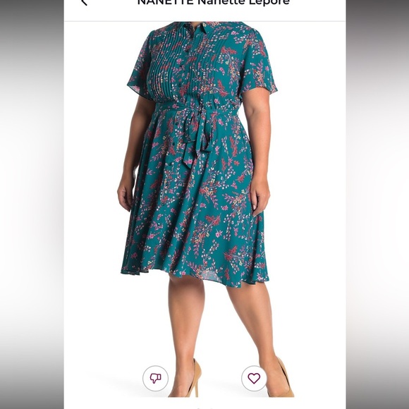 Nanette Lapore belted pin tuck detail midi dress plus size 22W - Picture 7 of 9